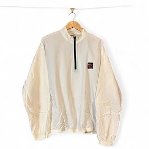 Vintage Surf Style Pullover Windbreaker Jacket OS XXL White FLAW